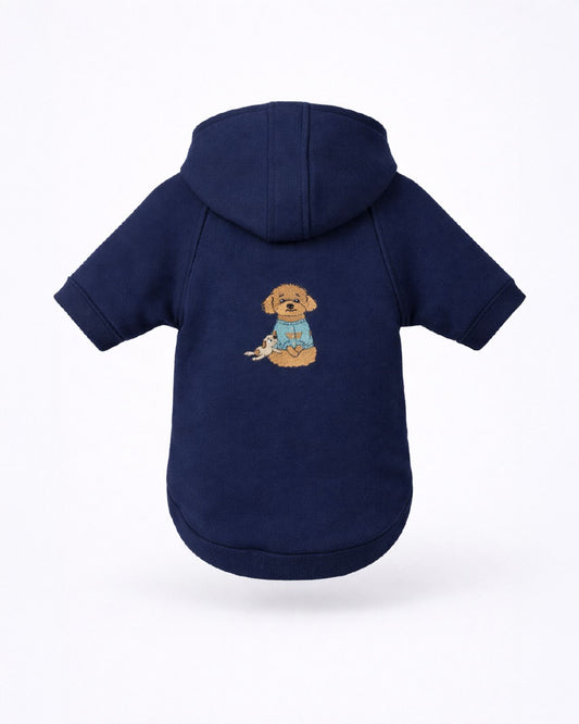 Nakışlı Evcil Hayvan Hoodie - Lacivert