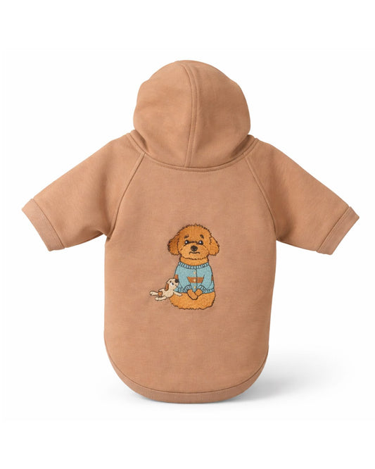 Nakışlı Evcil Hayvan Hoodie - Bej