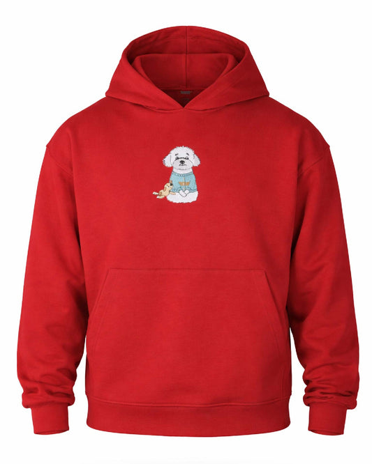 Nakışlı Hoodie -Kırmızı